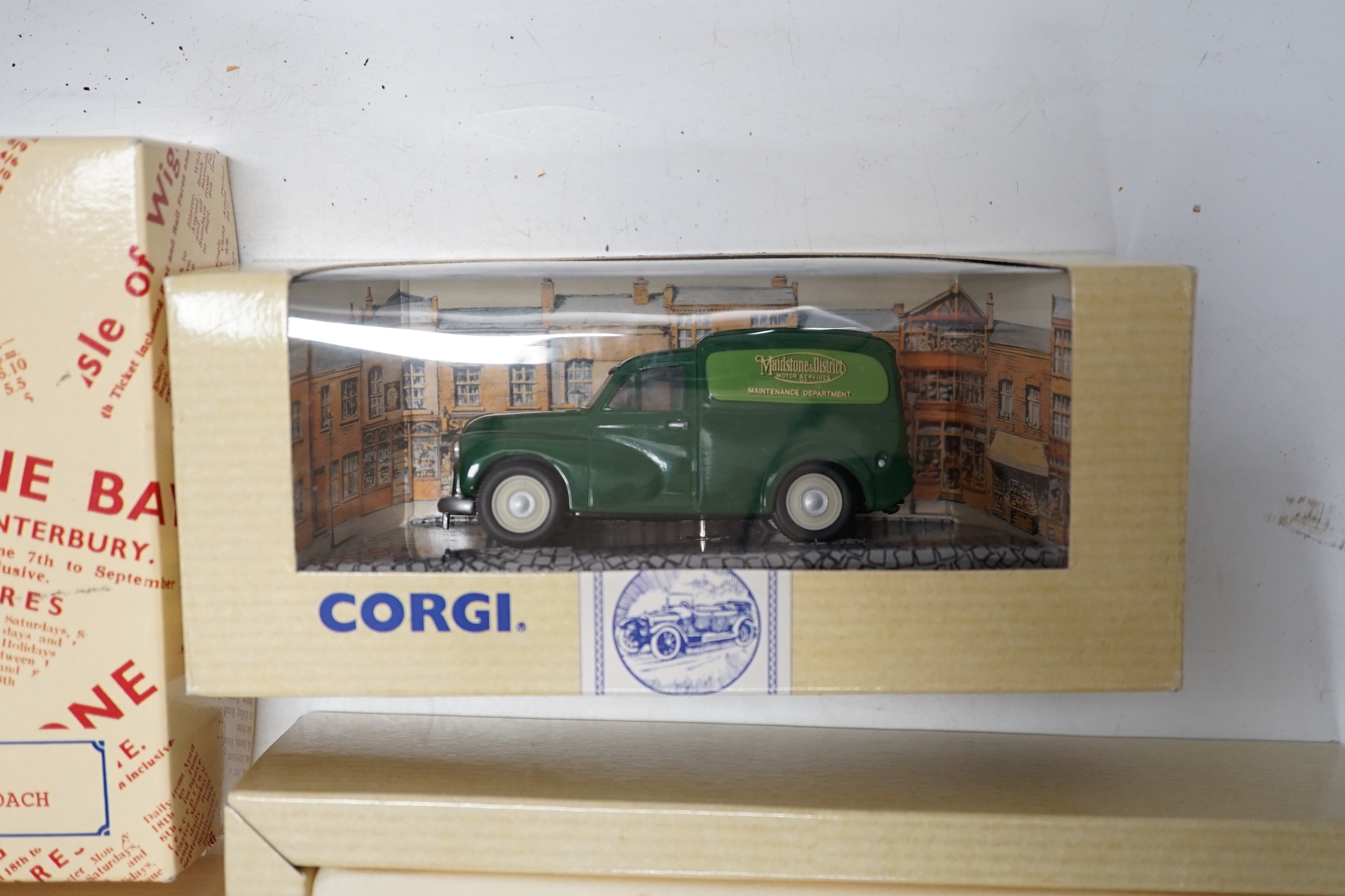 Twenty-two boxed Corgi Classics buses and coaches, etc., including a 50th anniversary Routemaster, Bedford OB coaches, etc.